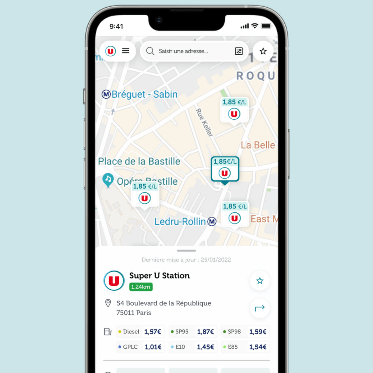 Application carte carburant Pro U : stations Application carte carburant Pro U : stations