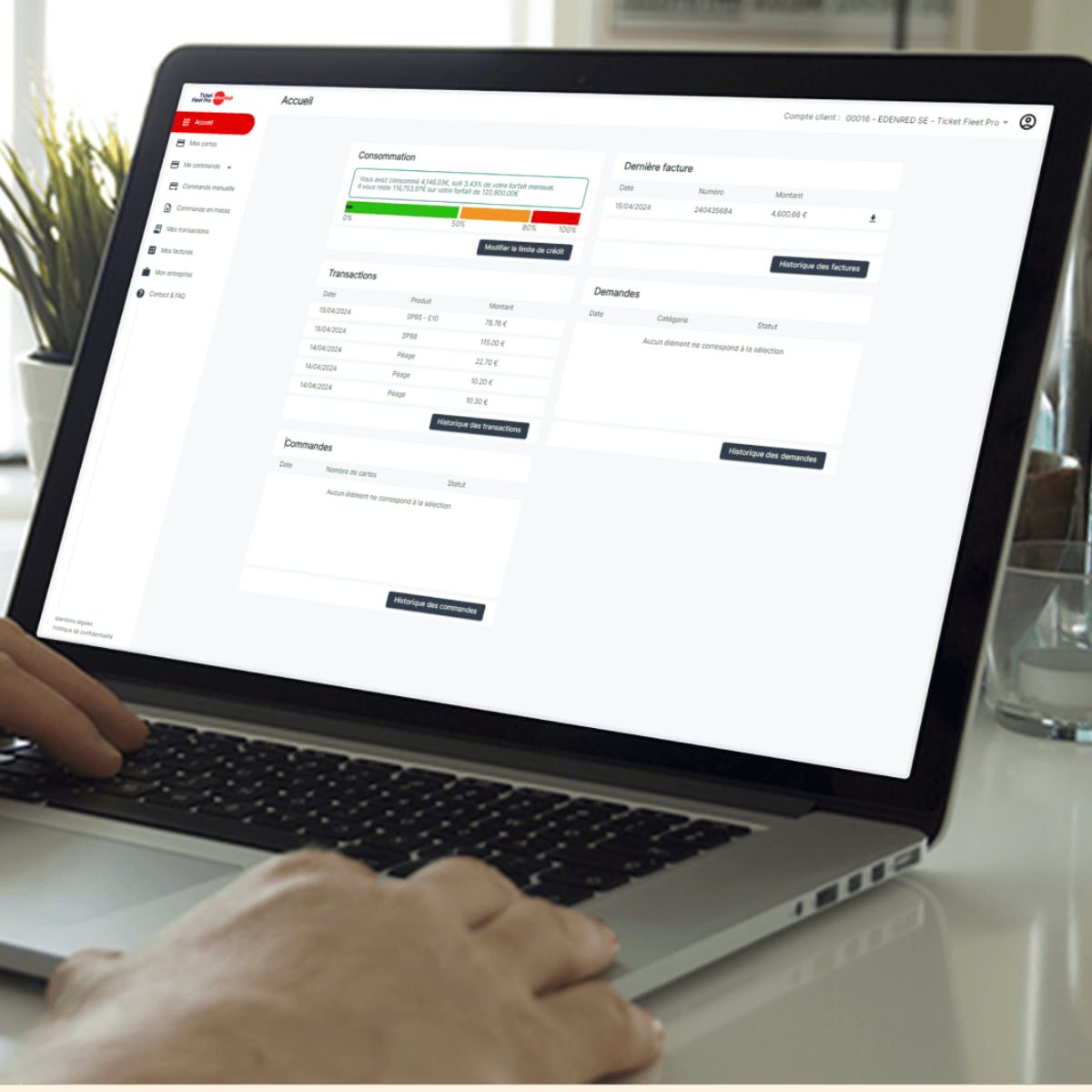 Carte carburant Ticket Fleet Pro : administration